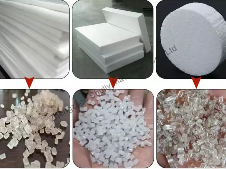 EPS foam and EPE foam recycling into granulates